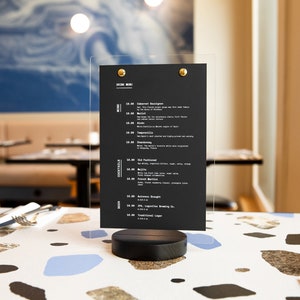Expositor de acrílico para mesa, soporte para menú, carpas de mesa para restaurantes, menú de bodas, tablero de menú personalizado, soporte para letrero de mesa, menú de bebidas