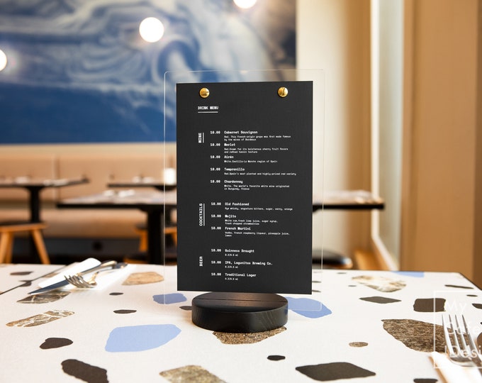 Tabletop Menu Stand | Acrylic Menu Holder | Business Acrylic Sign ...