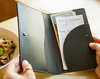 Server Book Organizer with Zipper Pocket,  Leather Restaurant Guest Check Presenters card holder for Waitress, Waiter, Bartender