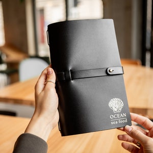 Fundas de menú personalizadas, carpetas de cuero para menús, libros de menús de restaurantes, libros de menús personalizados, fundas para menús de cafeterías, menús de bares, portamenús de cuero