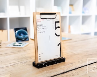 Table Stand Menu Holder, Wooden Sign Clipboard, Coffee Shop Table Tent, Retail Store Display Stand, Cafe Bar Menu Sign, Wood Clip Board