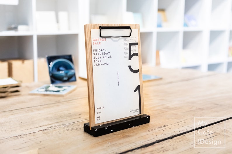 Table Stand Menu Holder, Wooden Sign Clipboard, Coffee Shop Table Tent