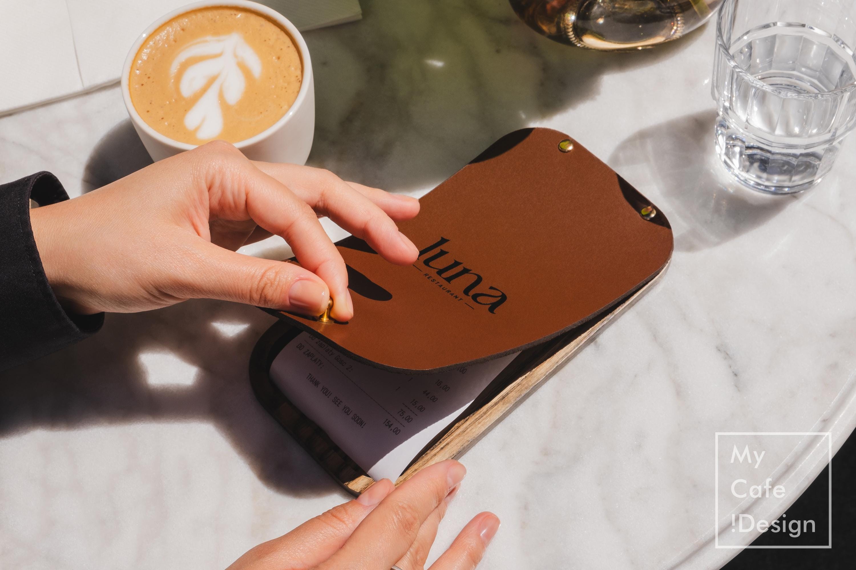 Wood And Leather Check Presenter For Restaurant, Custom Bill Holder, Personalized Server Book, Cafe Bar Guest Check Book, Waitress Booklet