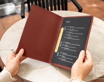 Leather Menu Cover: Custom Restaurant Menu Folder for Food & Drink