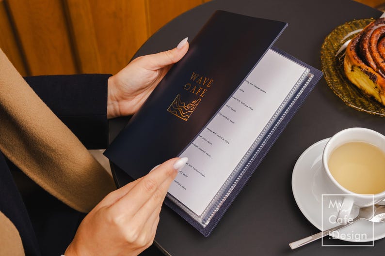 Restaurant Menu Cover: Custom Leather Menu Holder With Plastic Sleeves ...