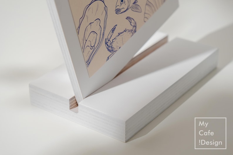 Durable plywood menu display stand, perfect for showcasing your brand with a logo, ideal for restaurants, bars, or special events