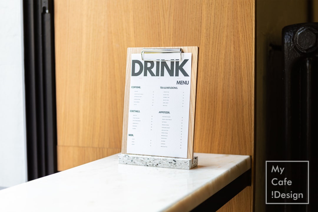 Wooden Tabletop Menu Holder With Steel Clip and Recycled Plastic Base ...