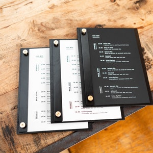 Houten menukaarthouder - aangepaste menuhoezen voor drankjes, gepersonaliseerd menubord en klembordhouders voor restaurants
