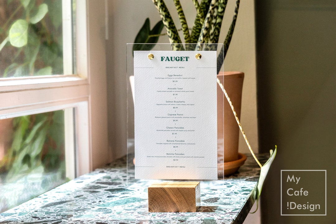 Wooden Table Top Display Menu Holder, Acrylic Sign Holder, Table Tent