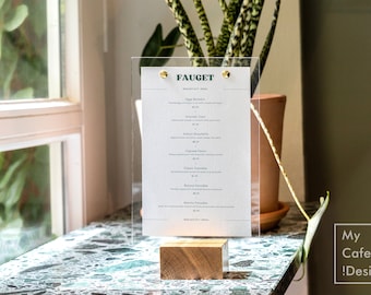 Wooden Table Top Display Menu Holder, Acrylic Sign Holder, Table Tent, Transparent Table Sign, Stand Menu, Wedding Sign, Business Store Sign