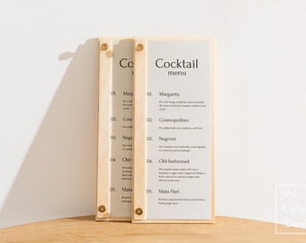 Wooden Menu Holder For Restaurant, Custom Menu Board, Wood Menu Holders For Wedding, Clipboard Menu, Personalized Cafe Bar Menu, Drink Menu