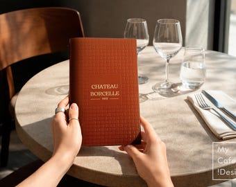 Custom Leather Menu Cover: Restaurant Menu Folder with Pattern Debossing