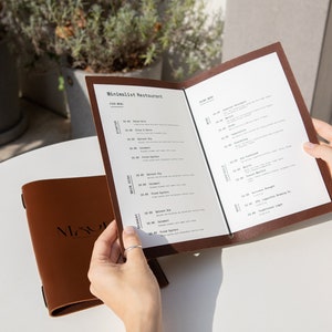 Restaurant Leather Menu Book with  logo