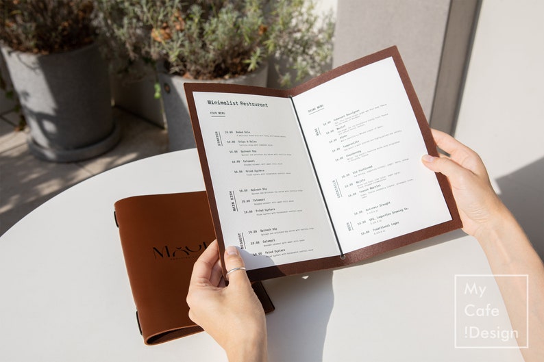 Restaurant Leather Menu Book with  logo