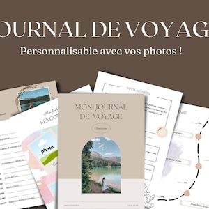 Journal de Voyage, Carnet de voyage, Journal de voyage à modifier, journal de voyage à remplir, Travel planner, itinéraire de voyage, A4