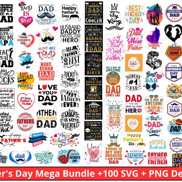 Father's Day Mega Bundle, Father's Day Pack, Svg Bundle for Dad, Dad Quote Bundle Svg, Father's Day SVG, Happy Dad, Png Svg File Fun