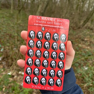 Desafío de Ahorro con Temática de Terror - Inspirado en SCREAM. Ahorros, Desafíos, Dinero, Planificador, Carpetas, Ahorro A6, Presupuesto,