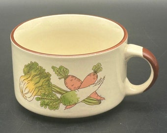 Retro Vegetable Soup Mug: Ceramic Serving Bowl, Farmhouse Decor