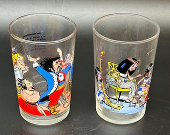 Pair Of Vintage cartoon character glass