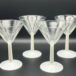 Set Of Four  Art Deco Style Cocktail  Glasses With White Stems