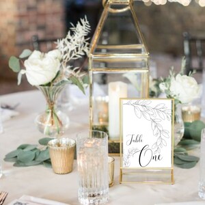 Wedding table numbers - Greenery design - instant download, 5x7 in