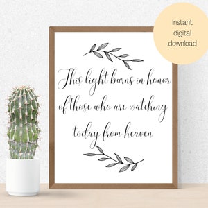 Printable wedding signs, candle burning, digital download, greenery wedding decorations