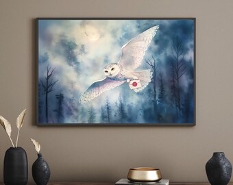 Hedwig's Moonlit Flight | Harry Potter Wall Art | Instant Digital Download