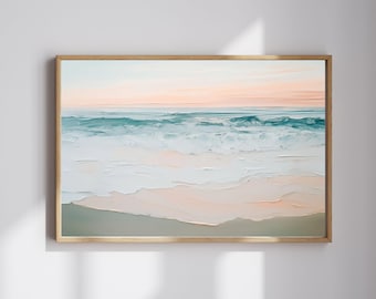 Soft Sunset Ocean Waves | Textured Oil Painting on Canvas | Pastel Beach Seascape Wall Art | Coastal Home Decor | Calming Ocean Vibes