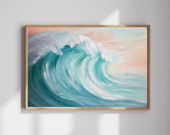 Pastel Ocean Wave Oil Paint | Instant Digital Download