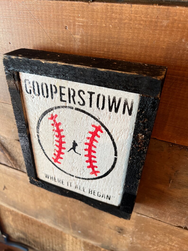 Cooperstown Baseball Wood Sign Etsy