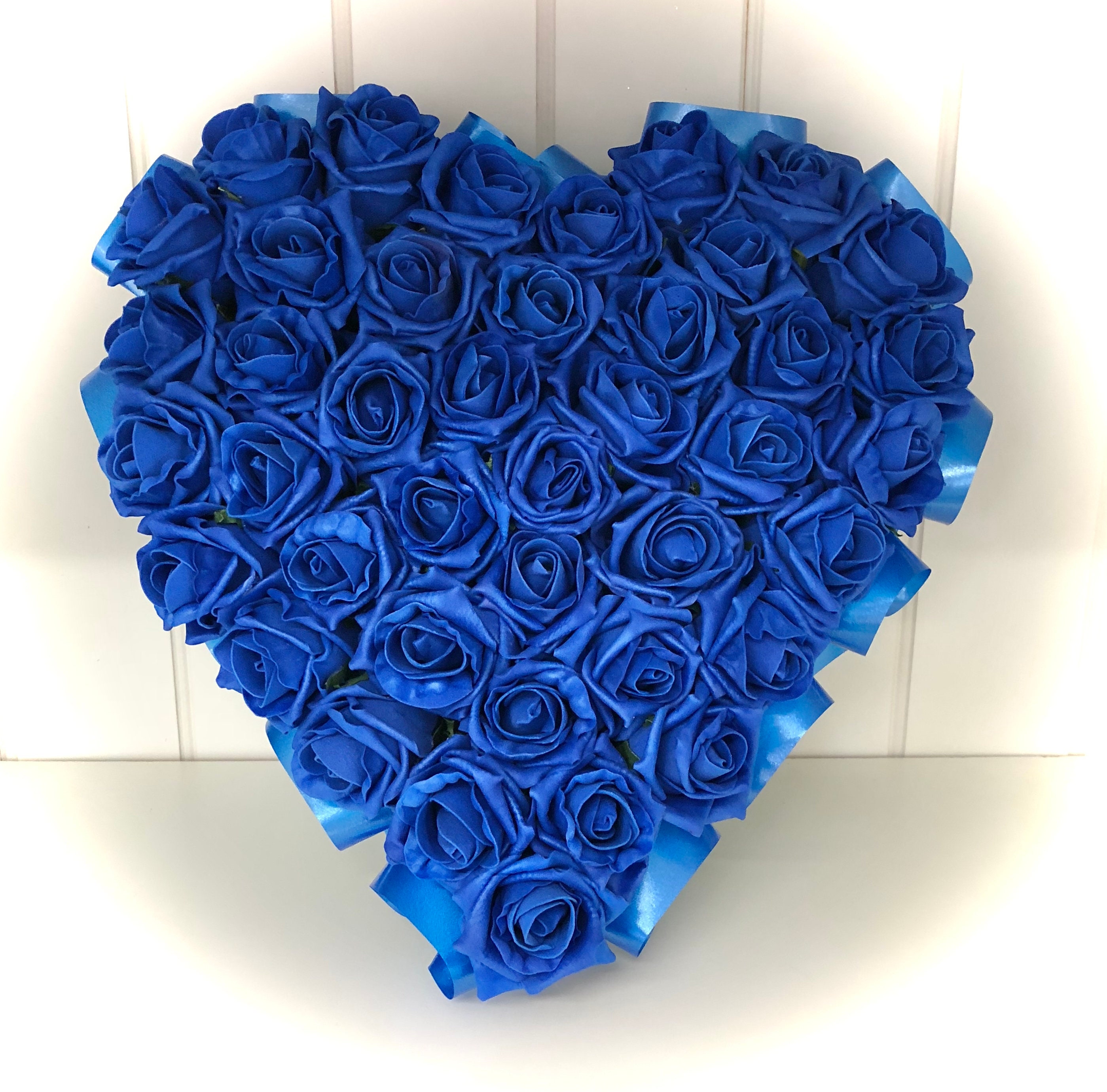 Royal Blue Rose Heart Wreath: Memorial Grave Decoration - Etsy