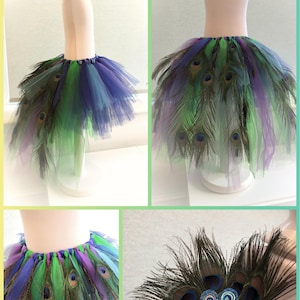 孔雀のチュチュコスチューム：羽飾りのスカートと宝石のヘッドピース