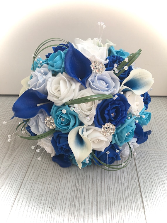 Bouquet bleu royal, ivoire et or - France