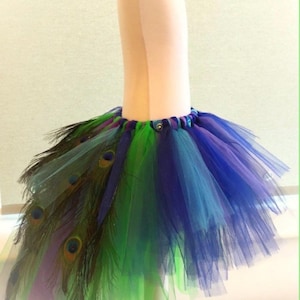 Peacock tutu costume skirt headpiece peacock feathers gems blue purple green tulle dance costume fancy dress theatre costume dressing up