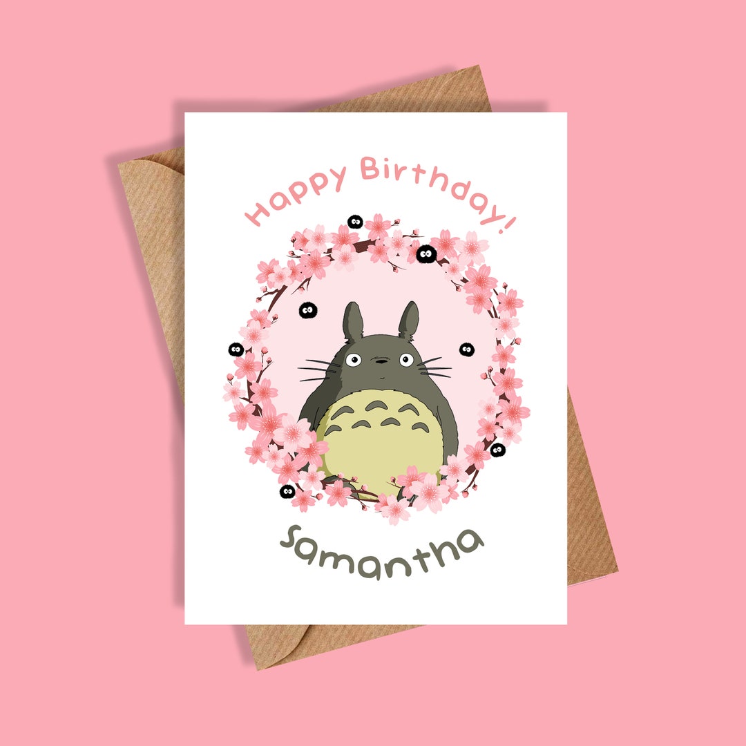 Totoro Personalised Birthday Card, Totoro Birthday Card, Satsuki and
