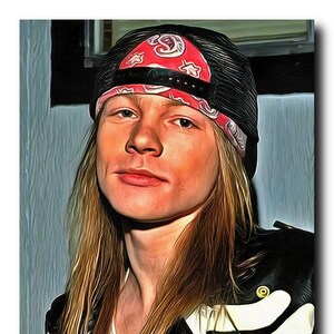 Axl Rose Art Real Cotton Canvas Print. Frame Ready For Dorm, Office, Living Room, Man Cave. Digital Paint Brush Art, 004