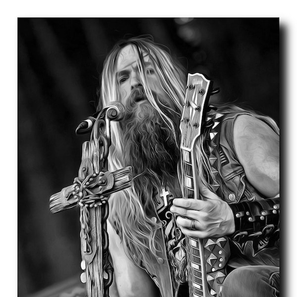 Zakk Wylde Art Real Cotton Canvas Print. Frame Ready For Dorm, Office, Living Room, Man Cave. Digital Paint Brush Art, 002