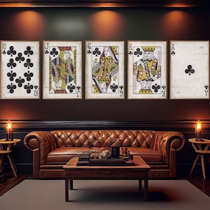 Playing Card Canvas Wall Art | Royal Flush | Poker Art | Retro | Casino | 5 Prints Ready For Standard Framing