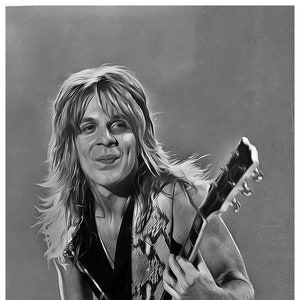 Randy Rhoads Art Real Cotton Canvas Print. Frame Ready For Dorm, Office, Living Room, Man Cave. Digital Paint Brush Art, 013