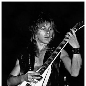Randy Rhoads Art Real Cotton Canvas Print. Frame Ready For Dorm, Office, Living Room, Man Cave. Digital Paint Brush Art, 021