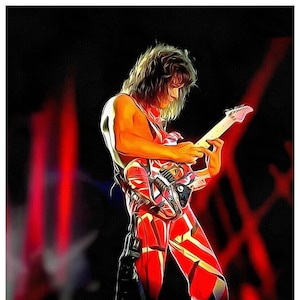 Eddie Van Halen Art Real Cotton Canvas Print. Frame Ready For Dorm, Office, Living Room, Man Cave. Digital Paint Brush Art 09