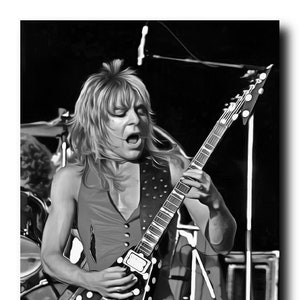 Randy Rhoads Art Real Cotton Canvas Poster Print. Frame Ready For Dorm, Office, Living Room, Man Cave. Digital Paint Brush Art, 039