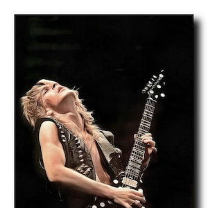 Randy Rhoads Art Real Cotton Canvas Poster Print. Frame Ready For Dorm, Office, Living Room, Man Cave. Digital Paint Brush Art, 038