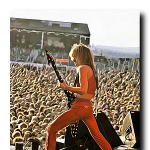 Randy Rhoads Art Real Cotton Canvas Poster Print. Frame Ready For Dorm, Office, Living Room, Man Cave. Digital Paint Brush Art, 036
