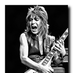 Randy Rhoads Art Real Cotton Canvas Poster Print. Frame Ready For Dorm, Office, Living Room, Man Cave. Digital Paint Brush Art, 035
