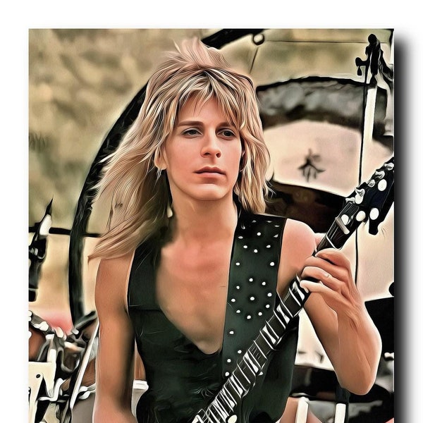 Randy Rhoads Art Print, Cotton Canvas Poster, Guitar Legend