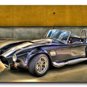 Shelby Cobra Automobile Real Cotton Canvas Print, Digital Paint Brush, Frame Ready For Dorm, Office, Living Room, Man Cave, Wall Art