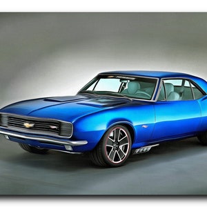 Chevy Camaro Canvas Print, Wall Art, Digital Paint Brush, Frame Ready, Dorm, Office, Living Room, Man Cave, Rolled, 1967