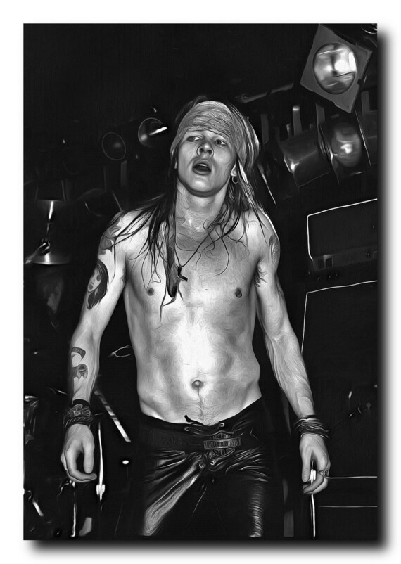 Axl Rose Art Real Cotton Canvas Print. Frame Ready For Dorm, Office, Living Room, Man Cave. Digital Paint Brush Art, 003