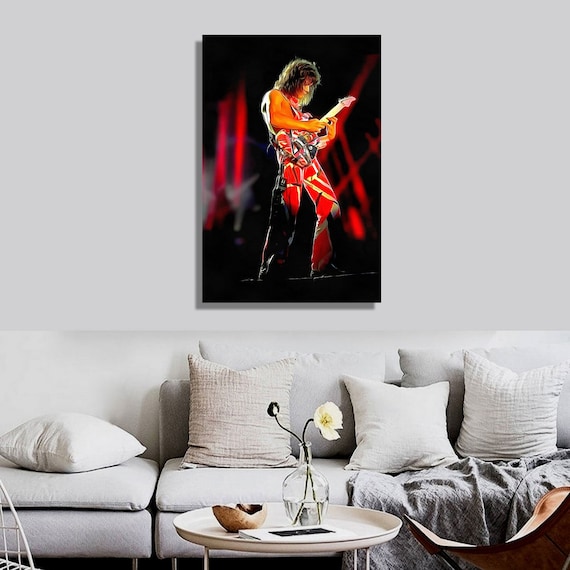 Eddie Van Halen Art Real Cotton Canvas Print. Frame Ready for Dorm